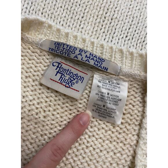 Huntington Ridge Vintage Hand Knitted Buttoned Sweater Vest Womens Medium Fall - Picture 2 of 6